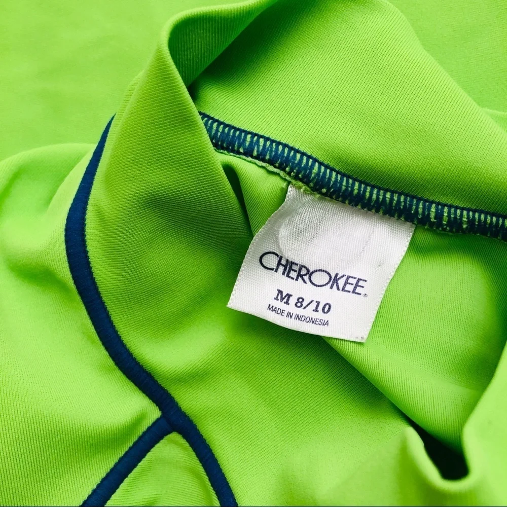 Cherokee neon green mock neck rash guard 8-10